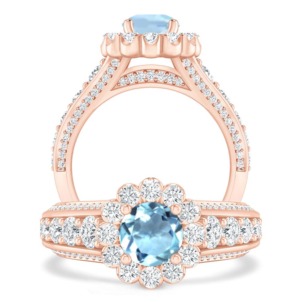 Rose Gold - Aquamarine