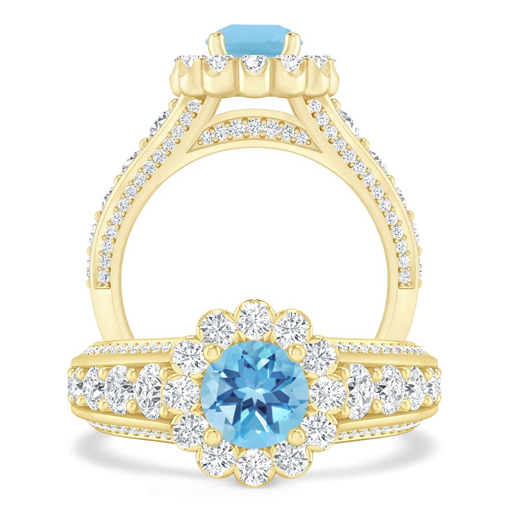 Yellow Gold - Blue Topaz