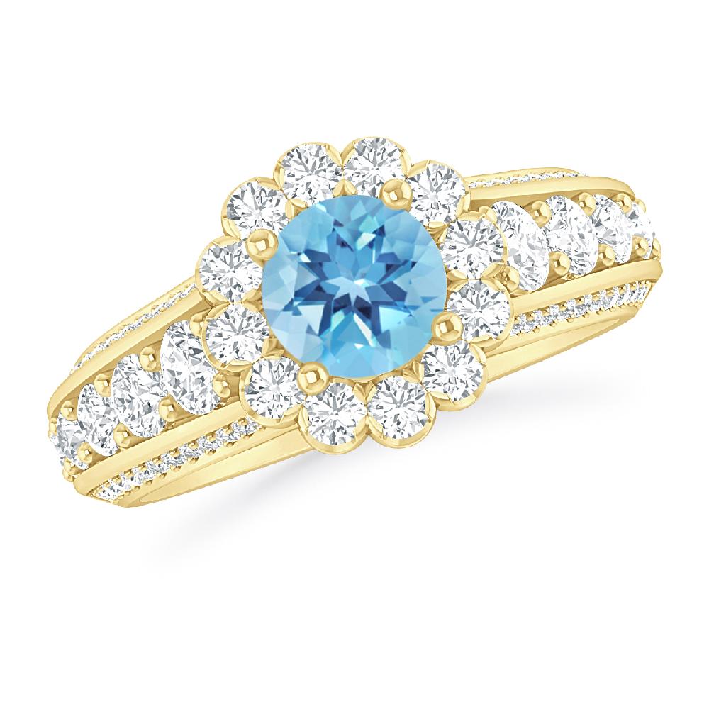 Yellow Gold - Blue Topaz