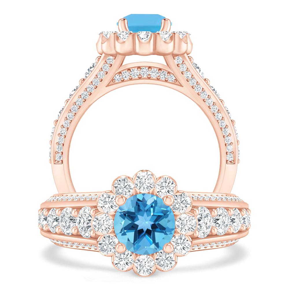 Rose Gold - Blue Topaz