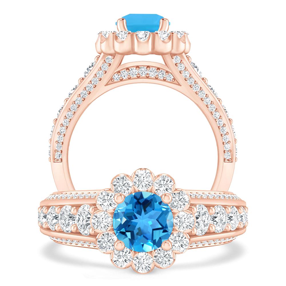 Rose Gold - Blue Topaz