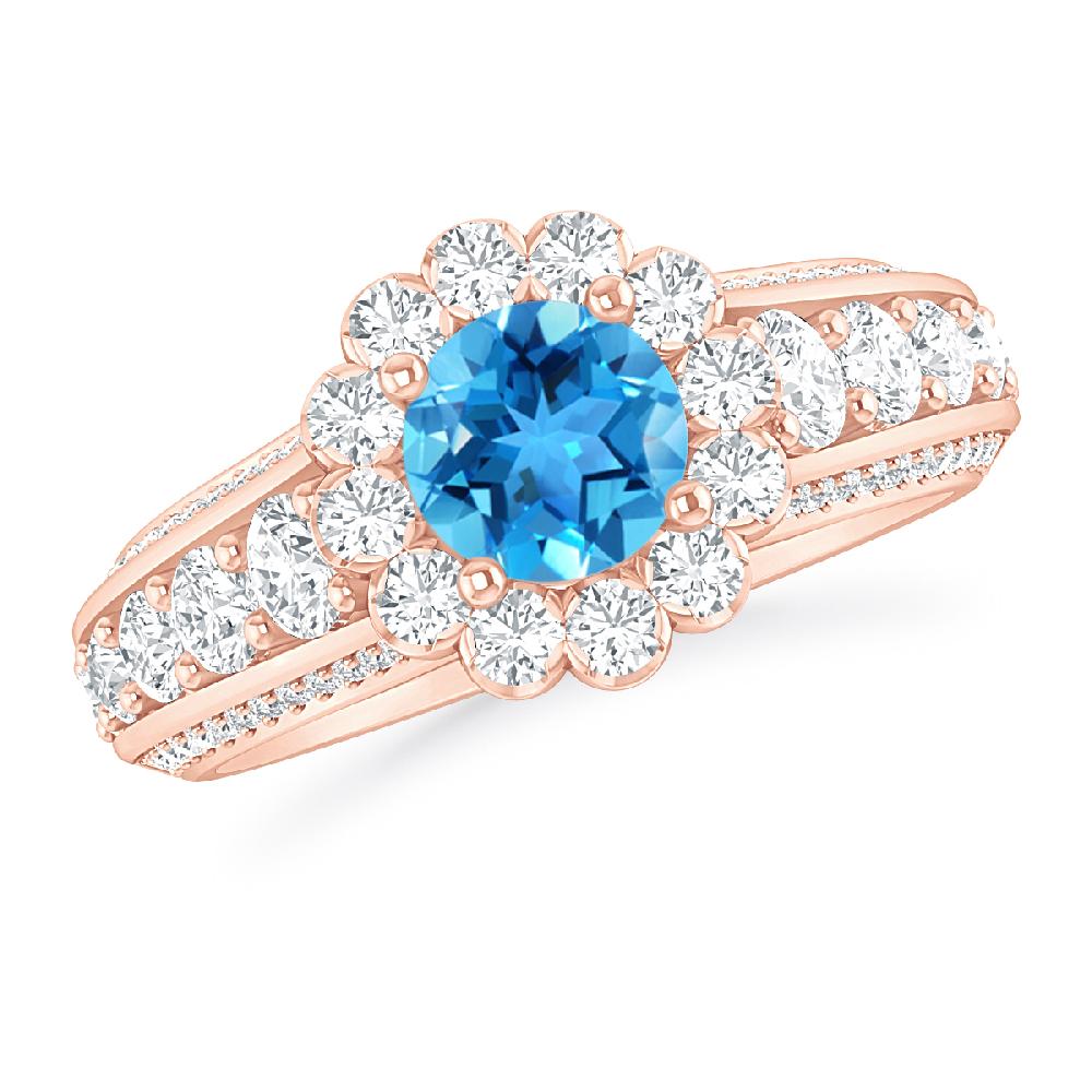 Rose Gold - Blue Topaz