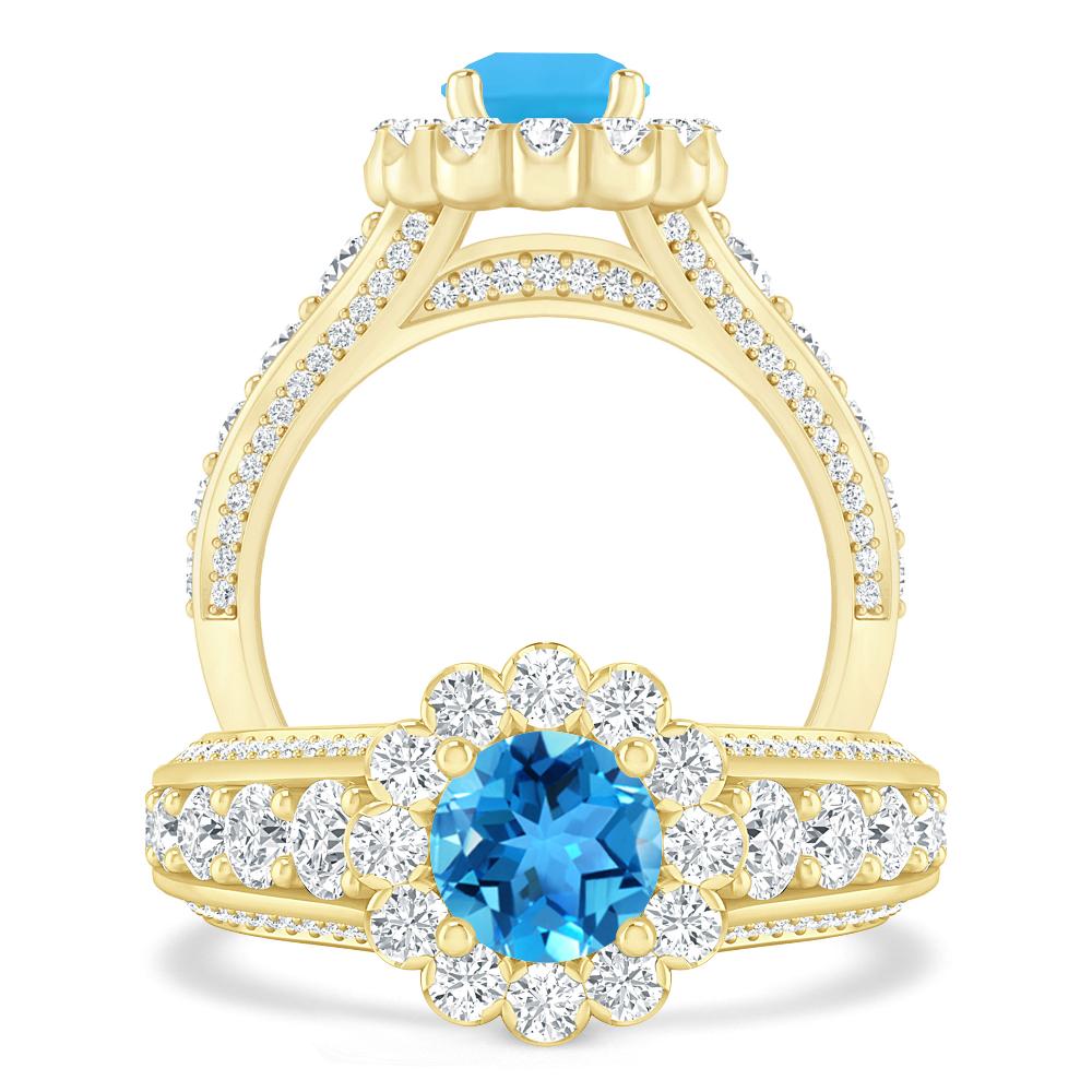 Yellow Gold - Blue Topaz