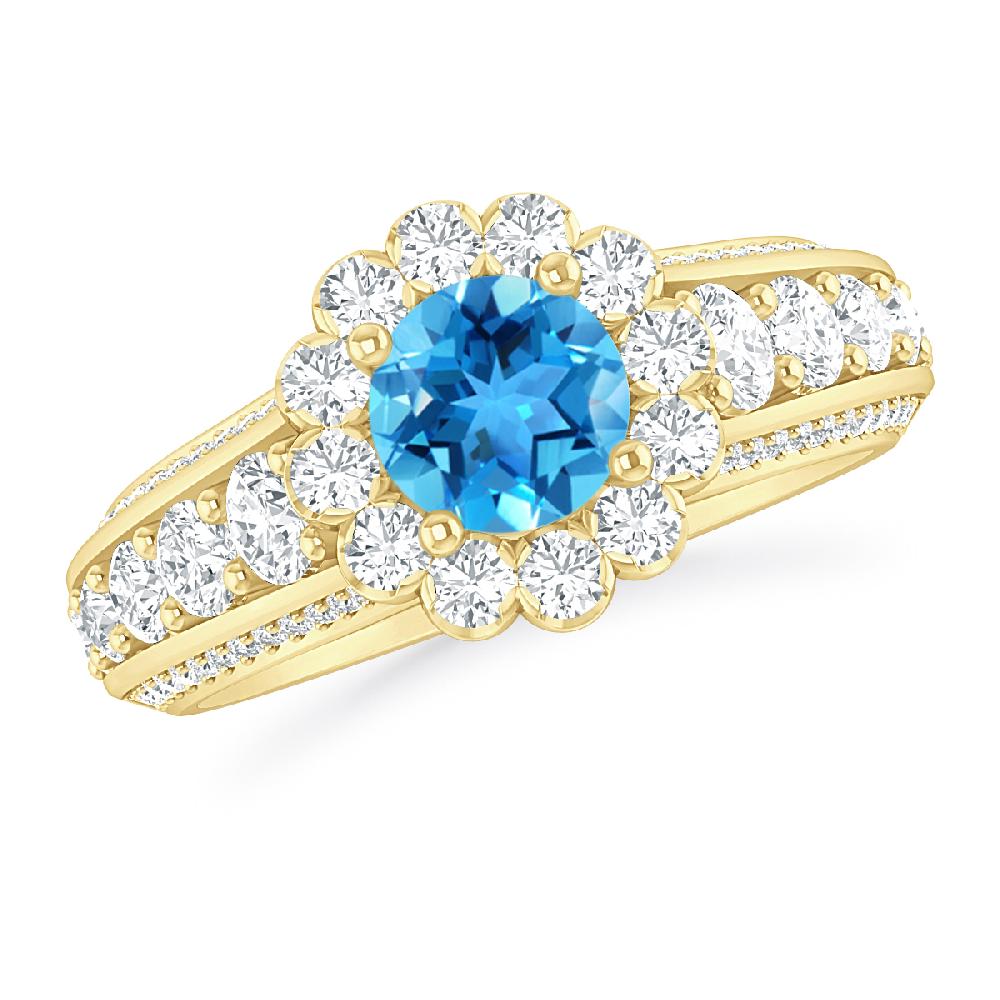 Yellow Gold - Blue Topaz