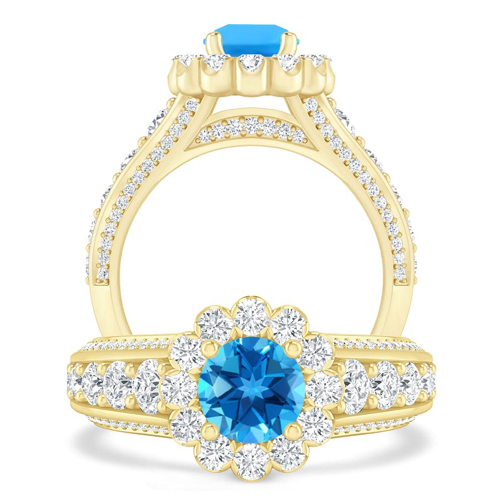 Yellow Gold - Blue Topaz