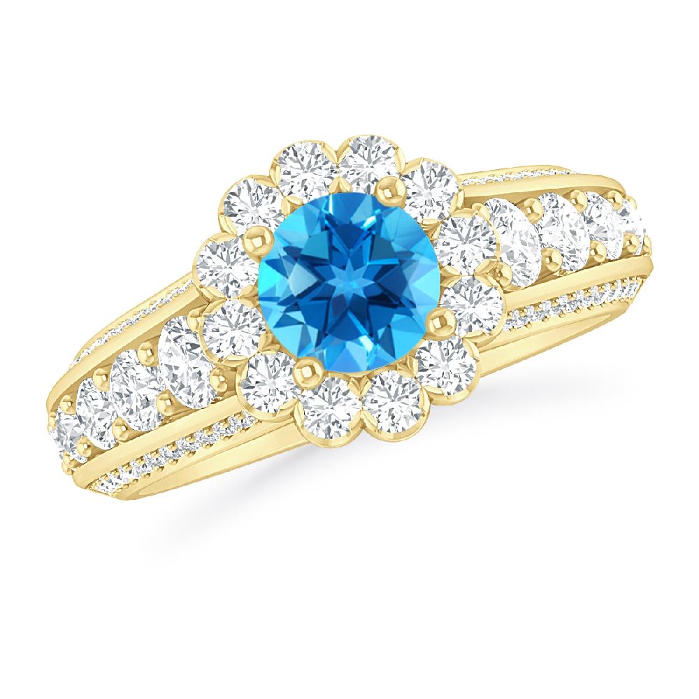 Yellow Gold - Blue Topaz