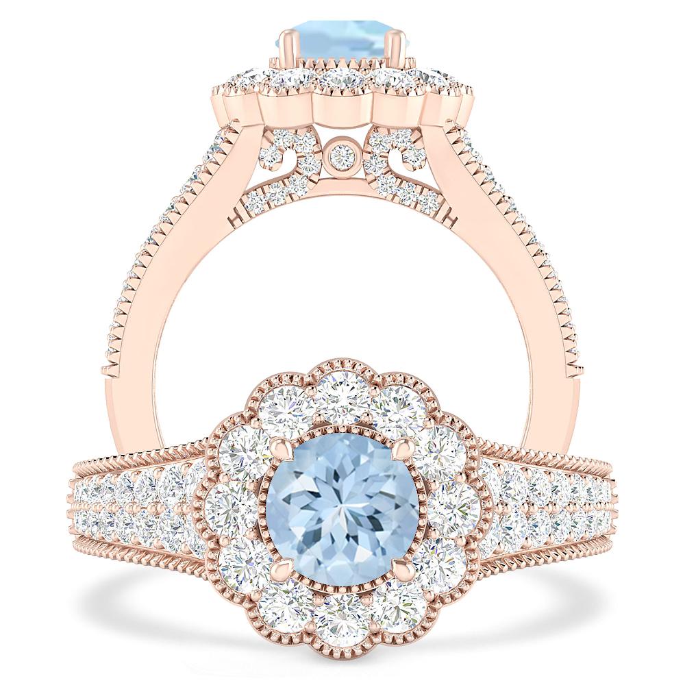 Rose Gold - Aquamarine