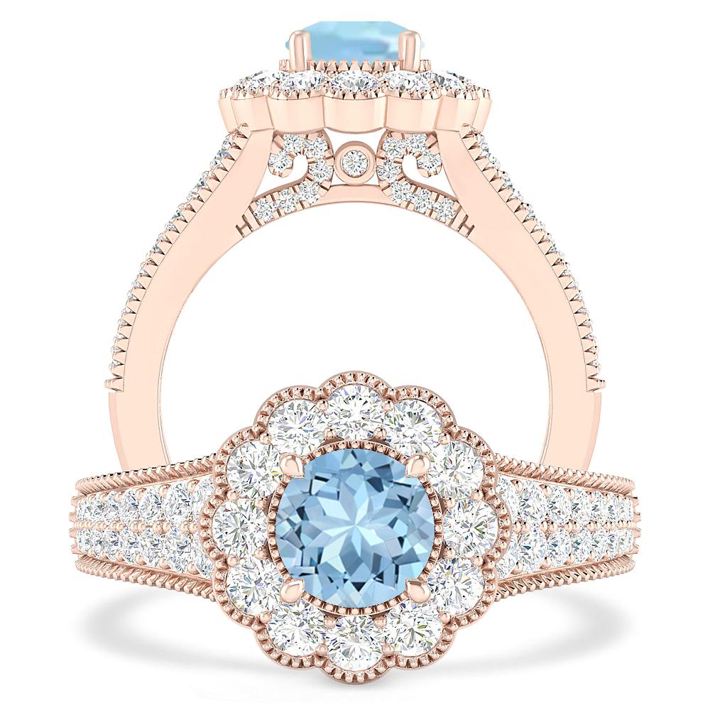 Rose Gold - Aquamarine