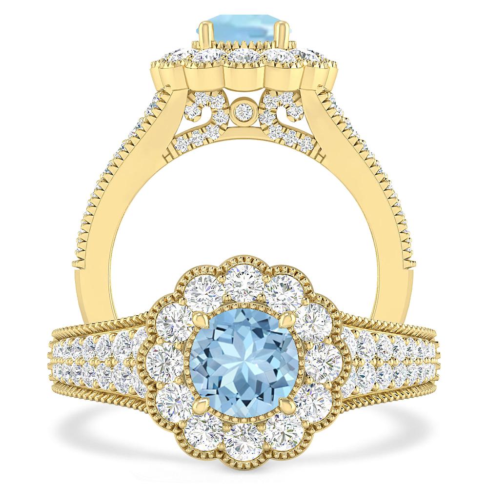 Yellow Gold - Aquamarine