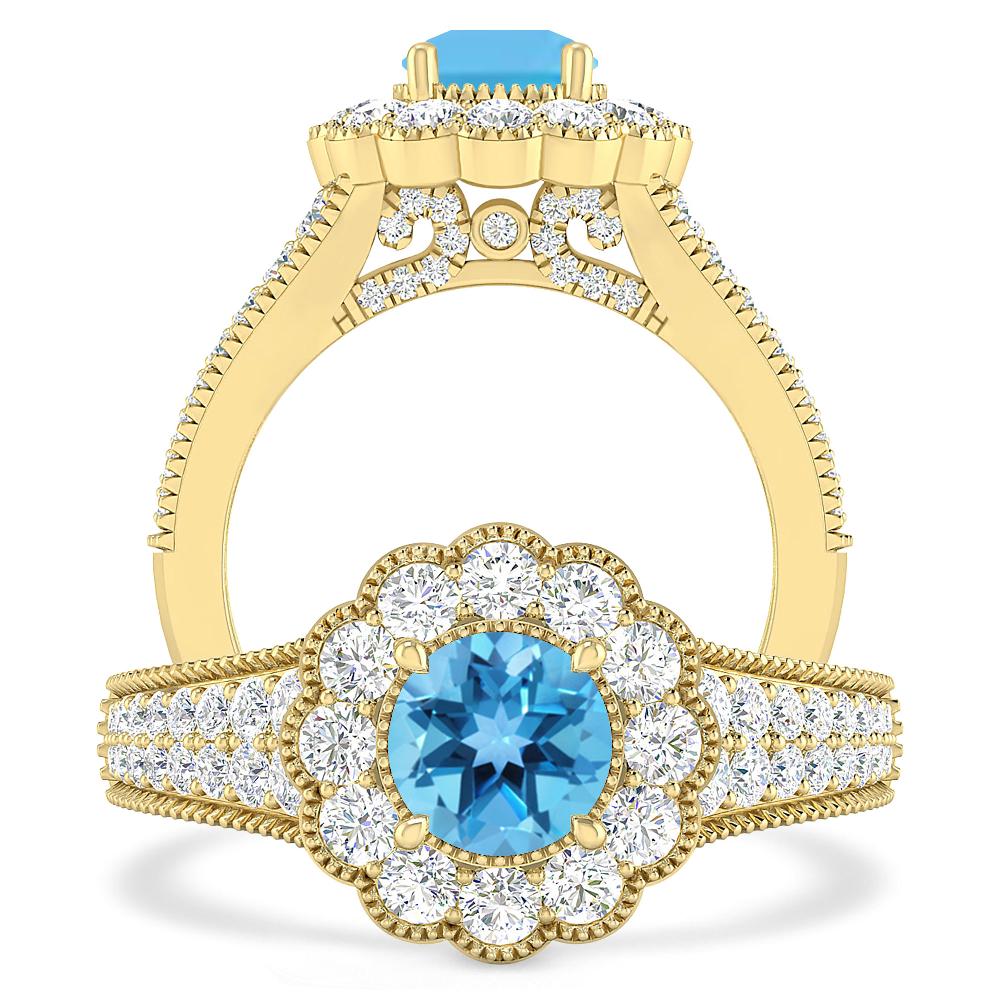 Yellow Gold - Blue Topaz