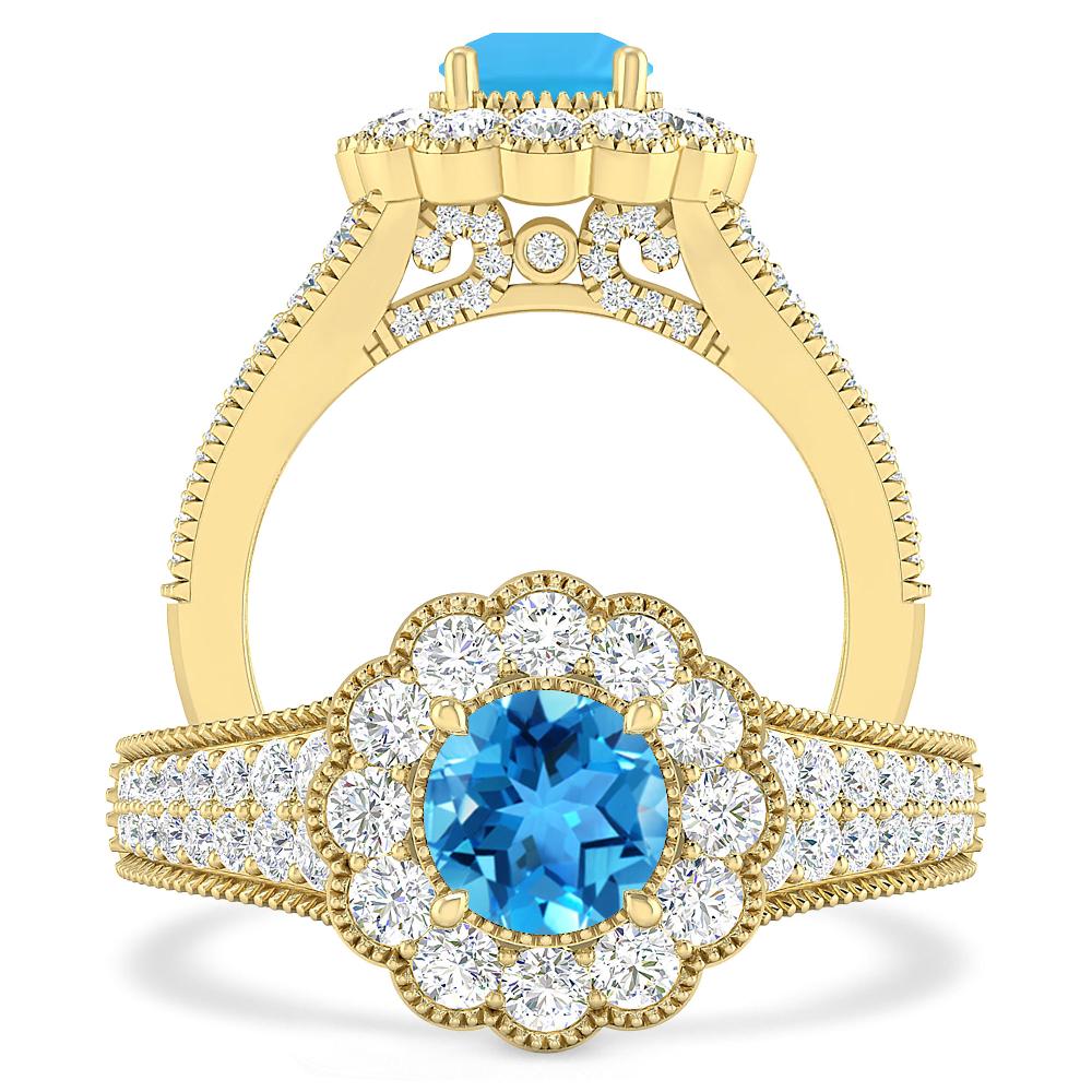 Yellow Gold - Blue Topaz