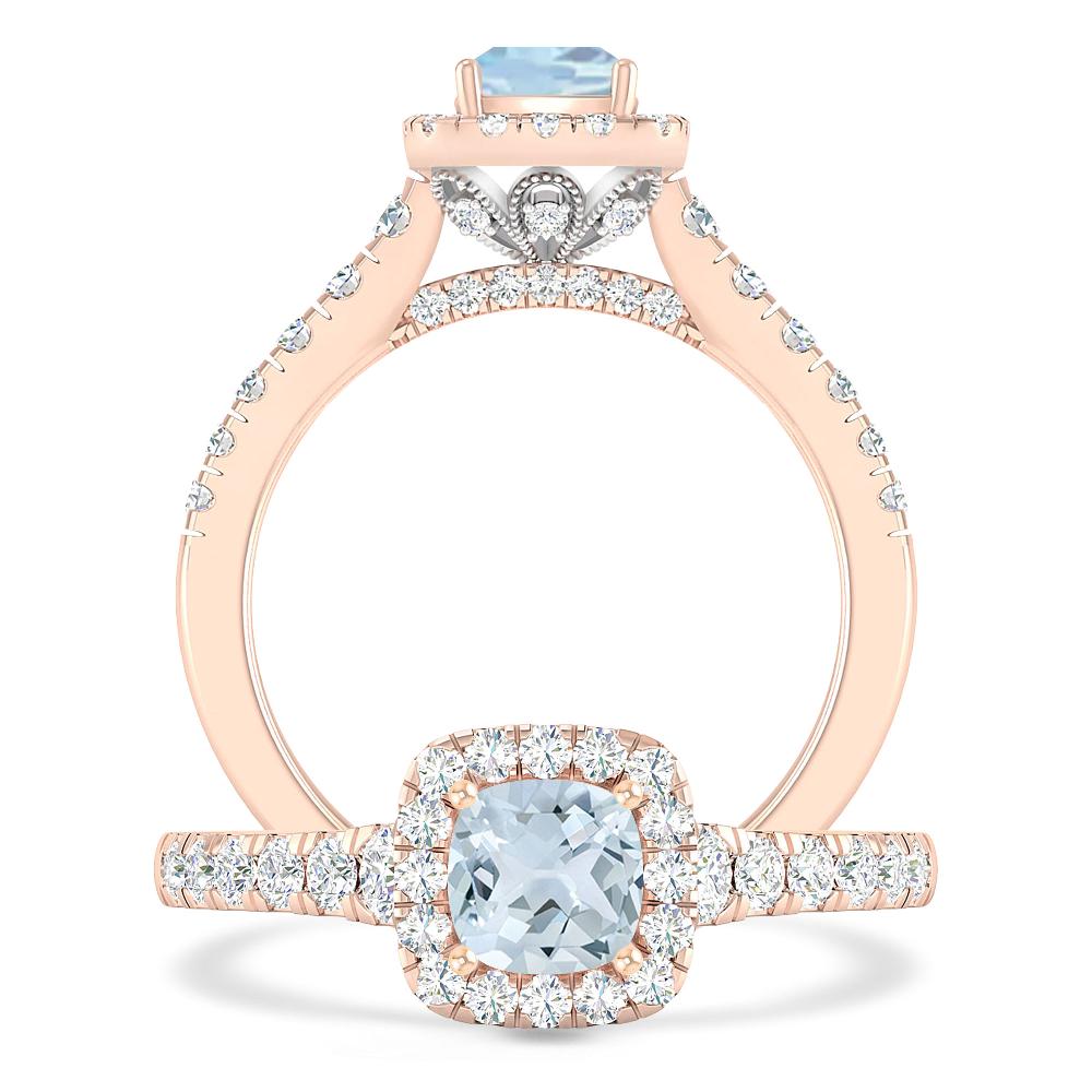 Rose Gold - Aquamarine