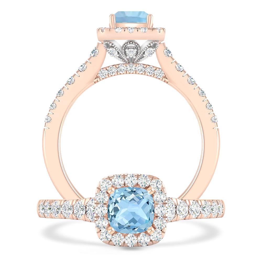 Rose Gold - Aquamarine