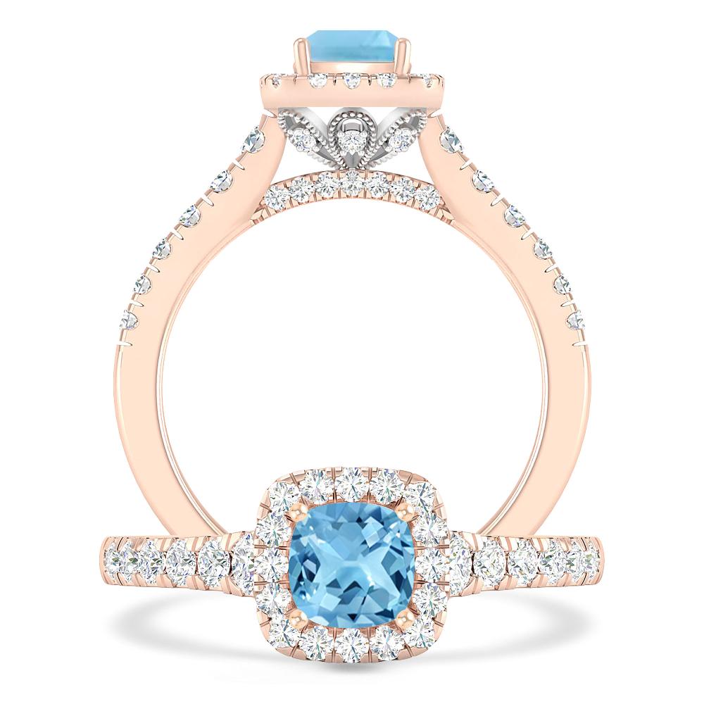 Rose Gold - Blue Topaz