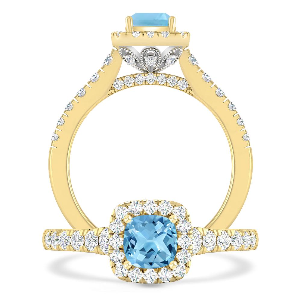 Yellow Gold - Blue Topaz