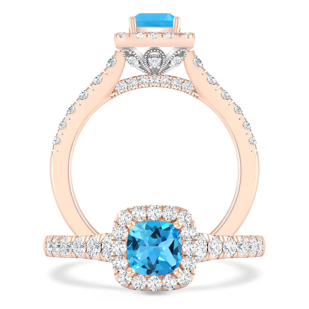 Rose Gold - Blue Topaz