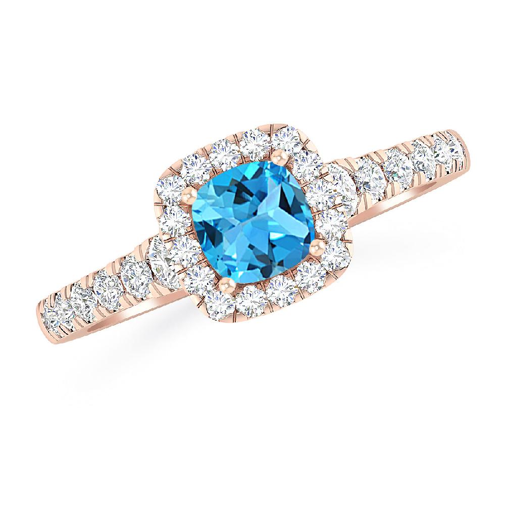 Rose Gold - Blue Topaz