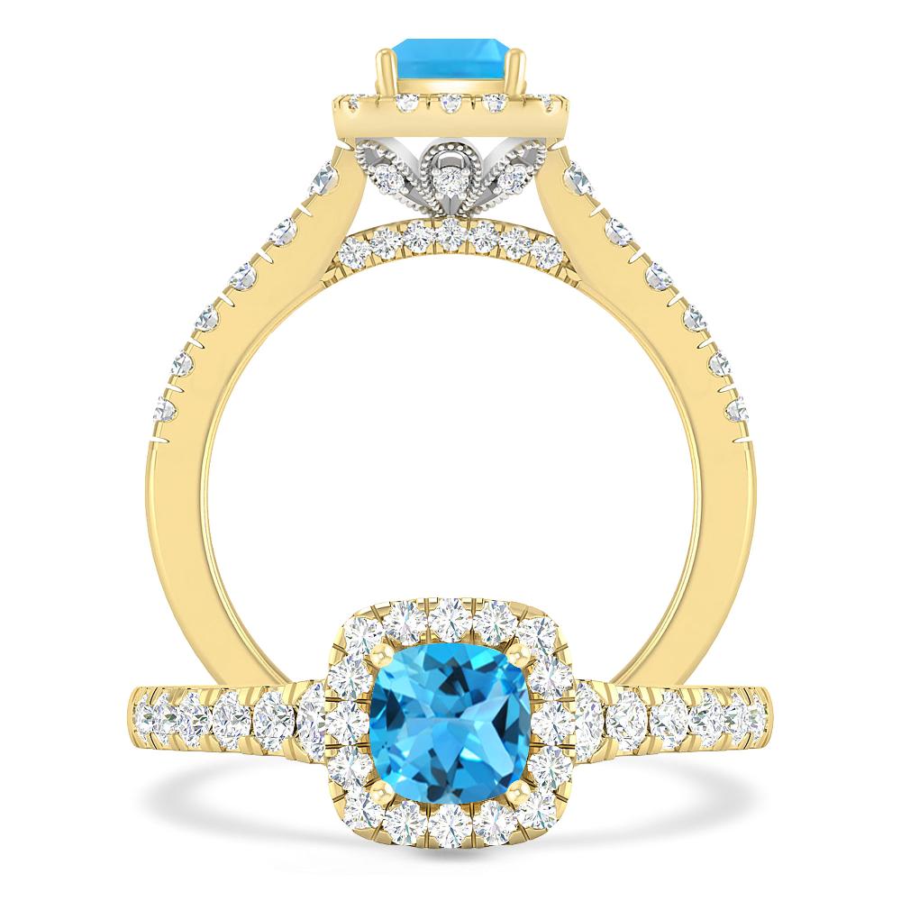 Yellow Gold - Blue Topaz