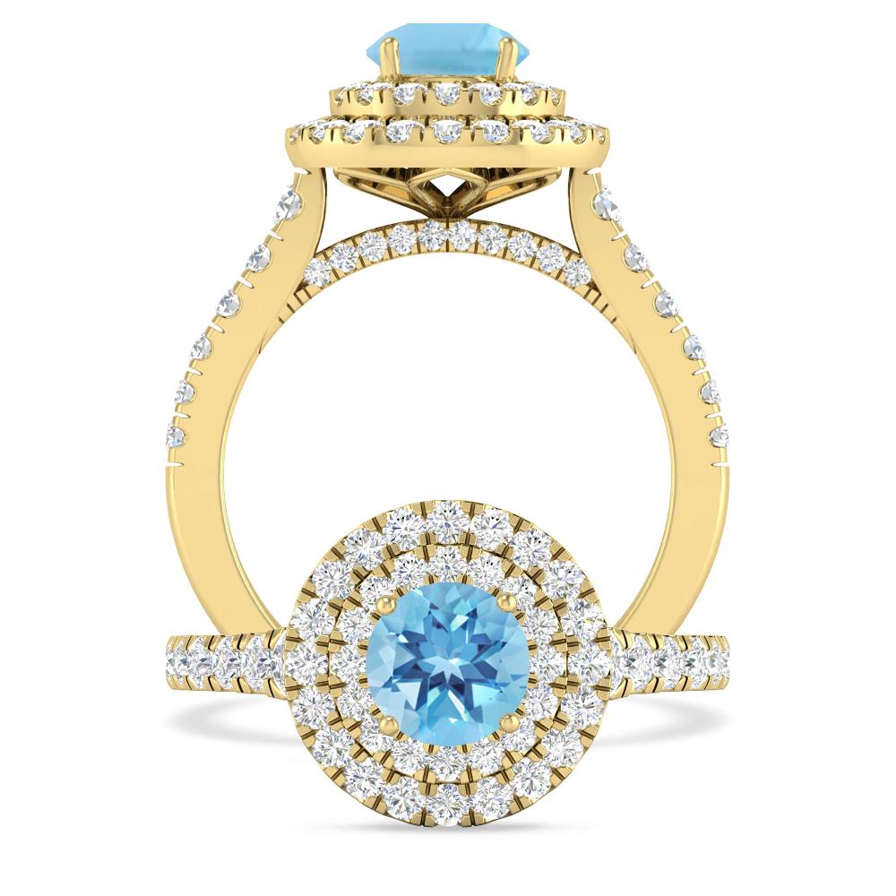 Yellow Gold - Blue Topaz