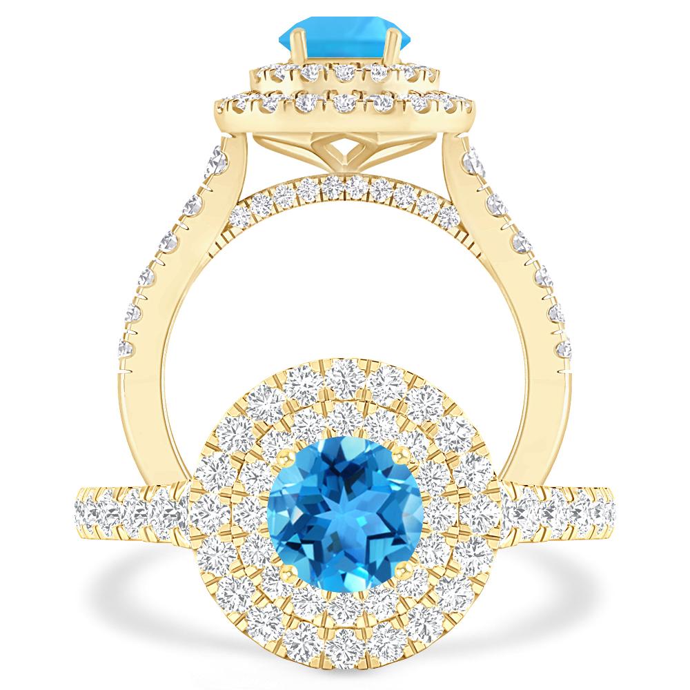 Yellow Gold - Blue Topaz