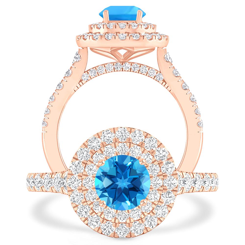 Rose Gold - Blue Topaz
