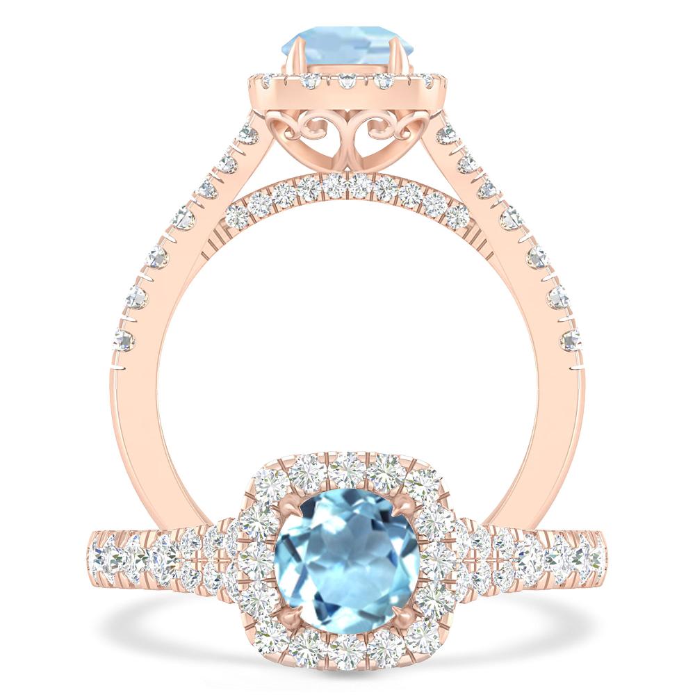 Rose Gold - Aquamarine