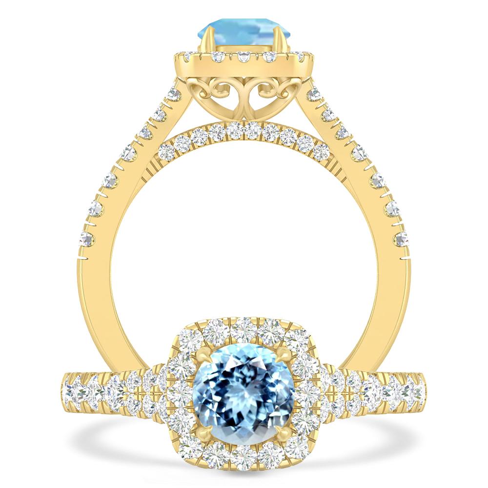 Yellow Gold - Aquamarine
