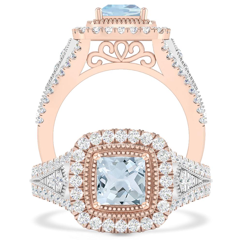 Rose Gold - Aquamarine