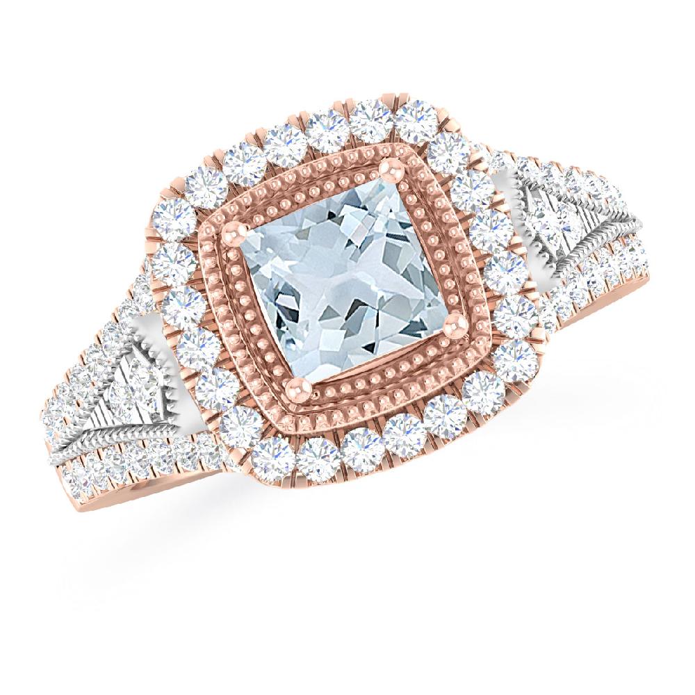 Rose Gold - Aquamarine