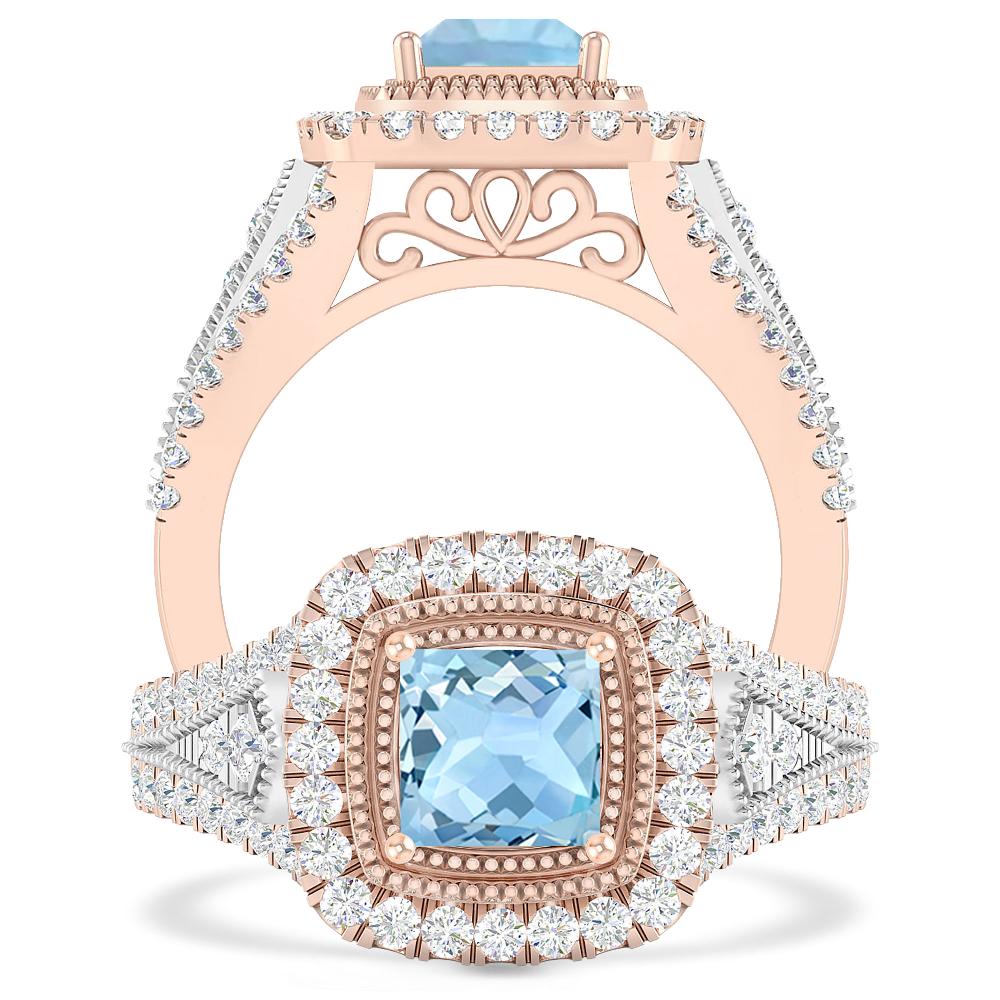 Rose Gold - Aquamarine