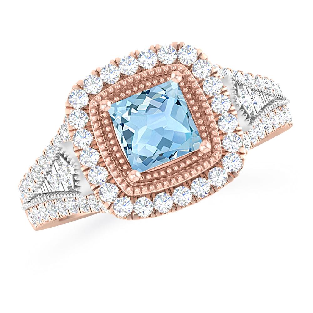 Rose Gold - Aquamarine