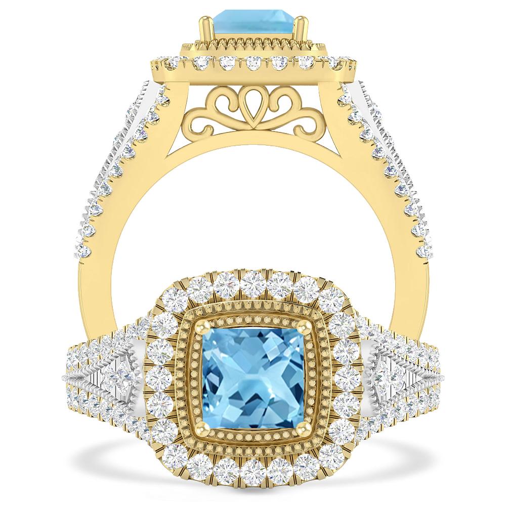 Yellow Gold - Blue Topaz