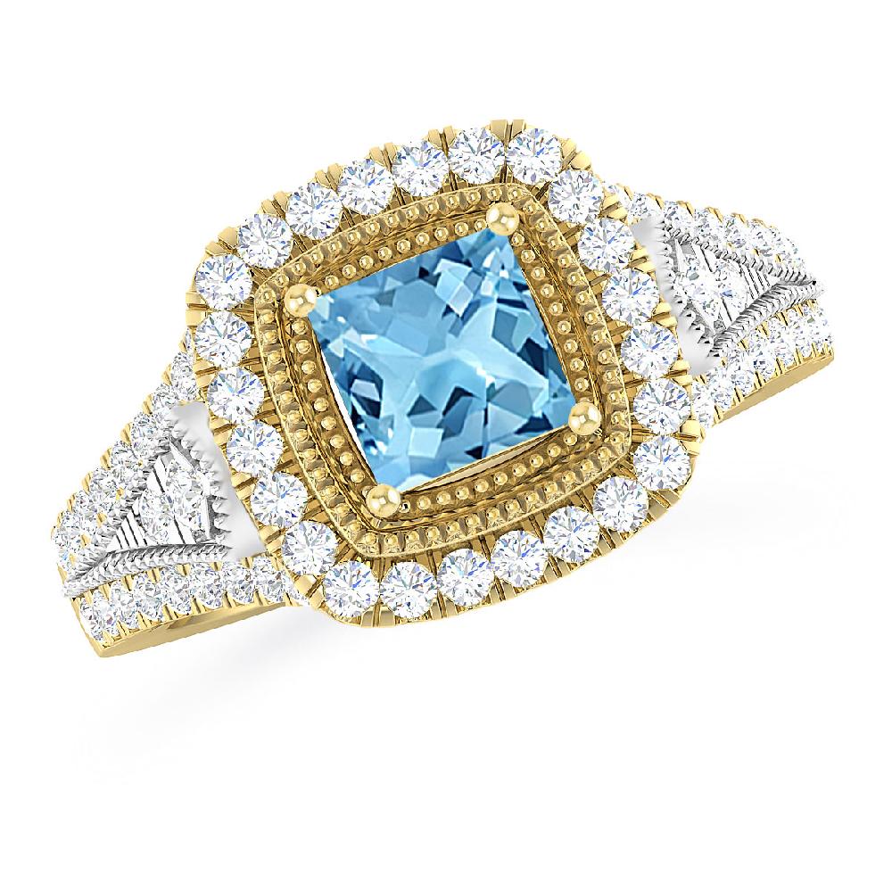 Yellow Gold - Blue Topaz