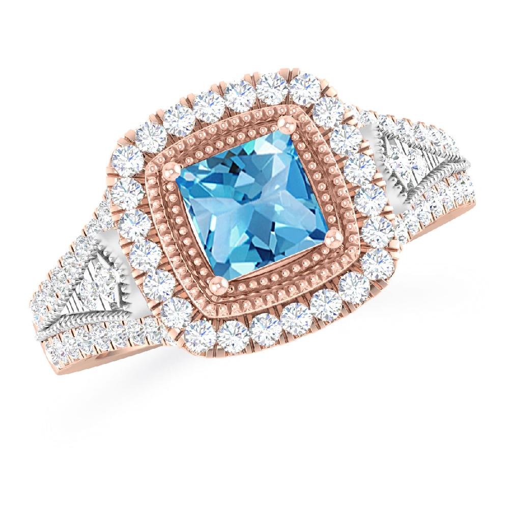 Rose Gold - Blue Topaz