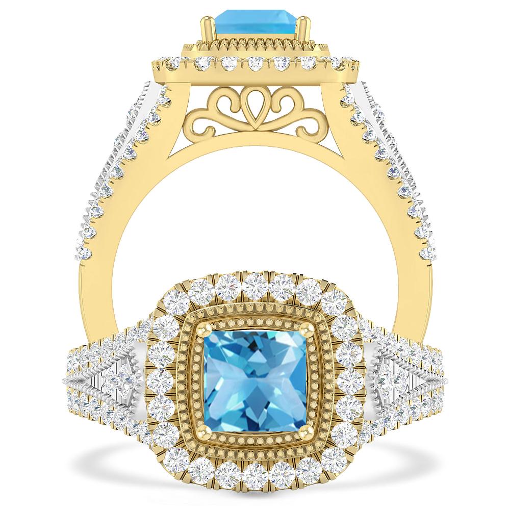 Yellow Gold - Blue Topaz