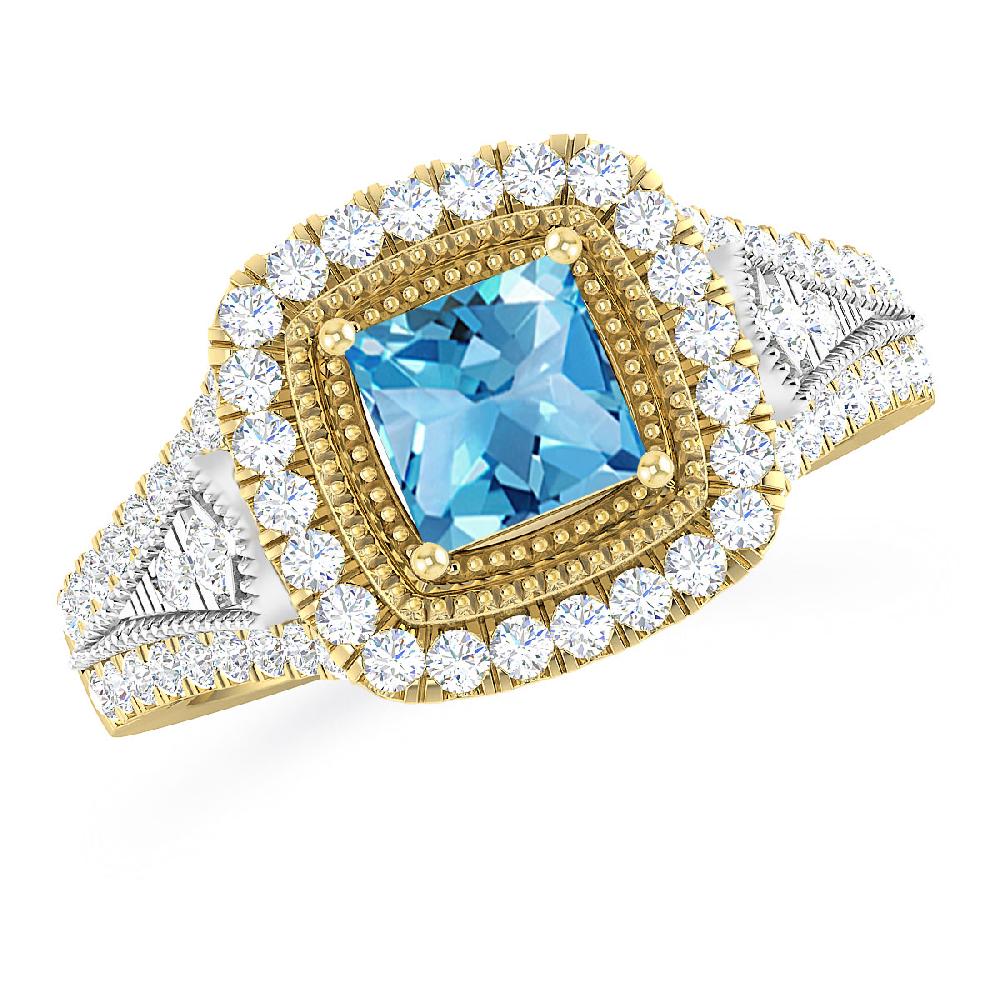 Yellow Gold - Blue Topaz