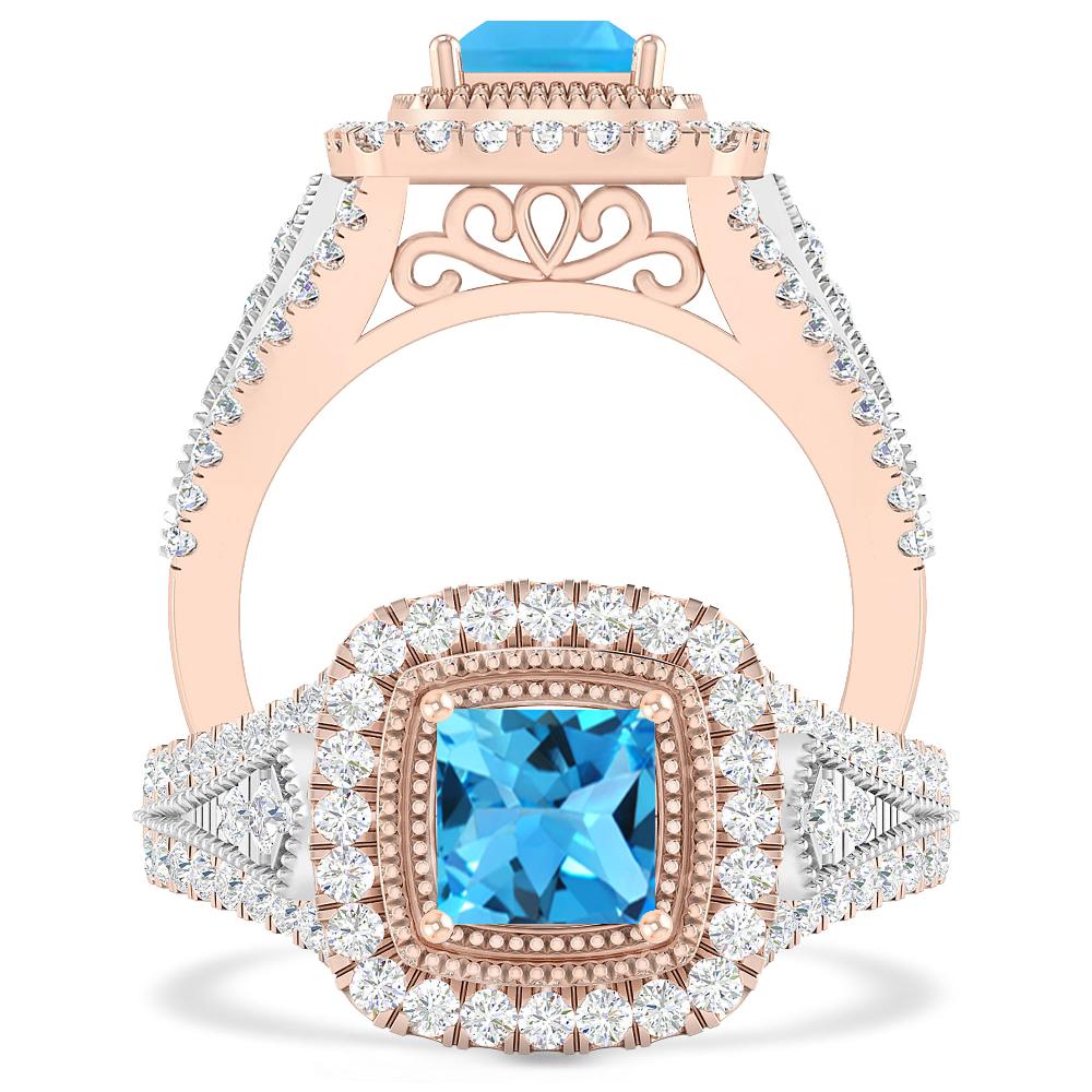 Rose Gold - Blue Topaz