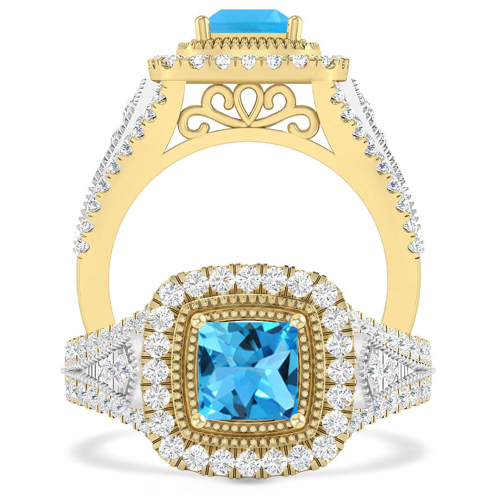 Yellow Gold - Blue Topaz