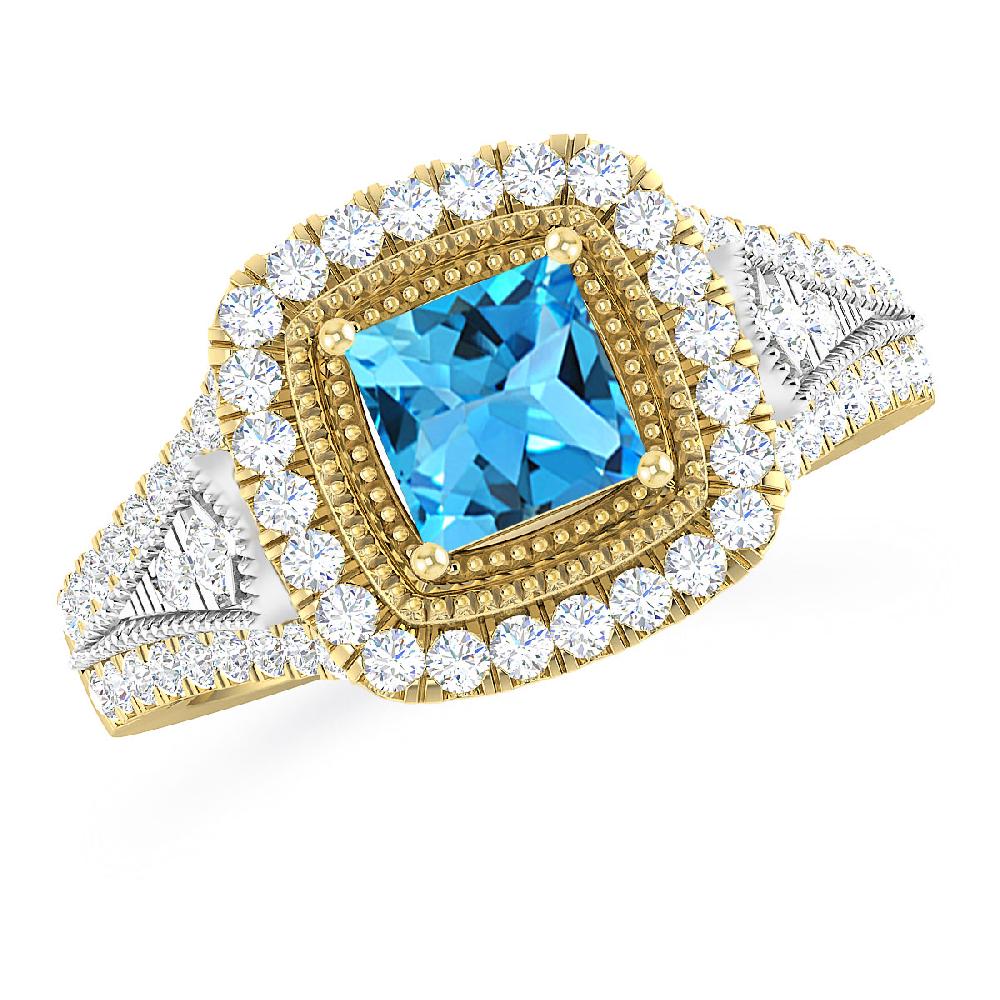 Yellow Gold - Blue Topaz