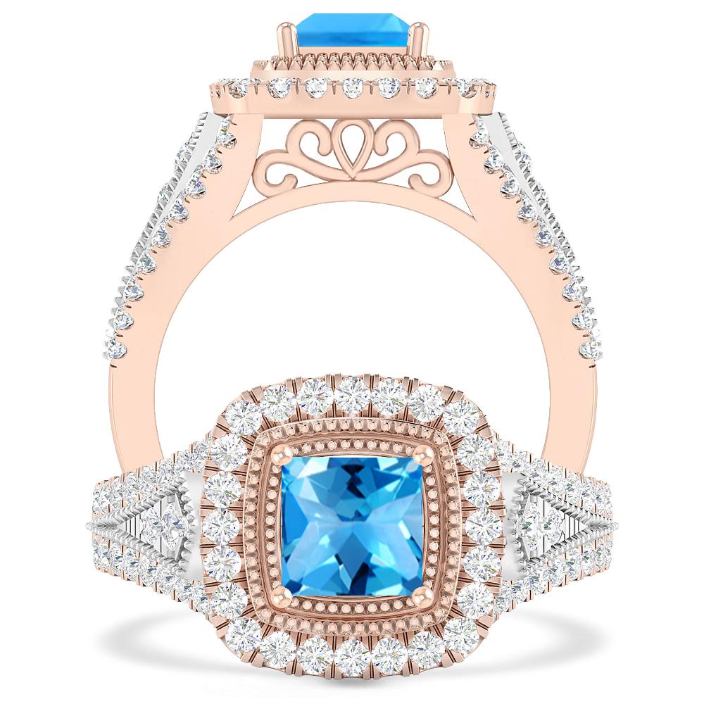 Rose Gold - Blue Topaz