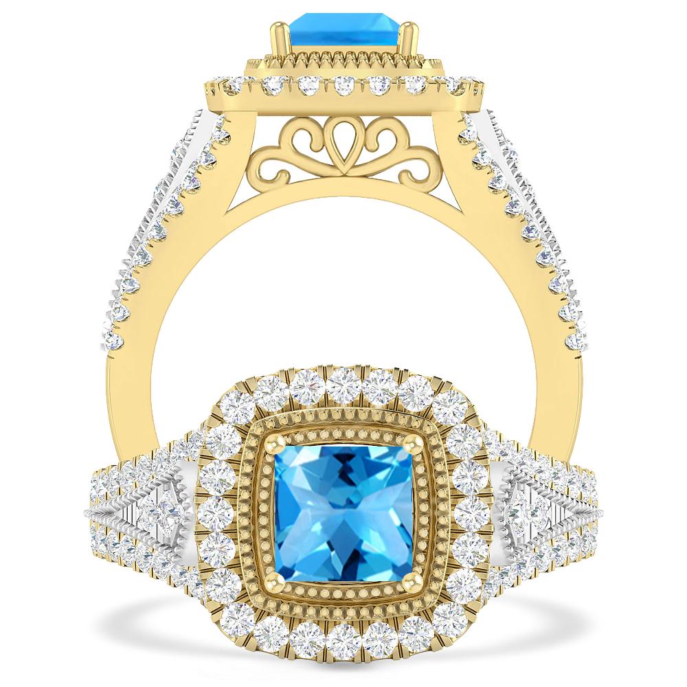 Yellow Gold - Blue Topaz