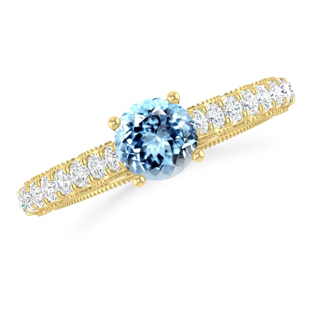 Yellow Gold - Aquamarine