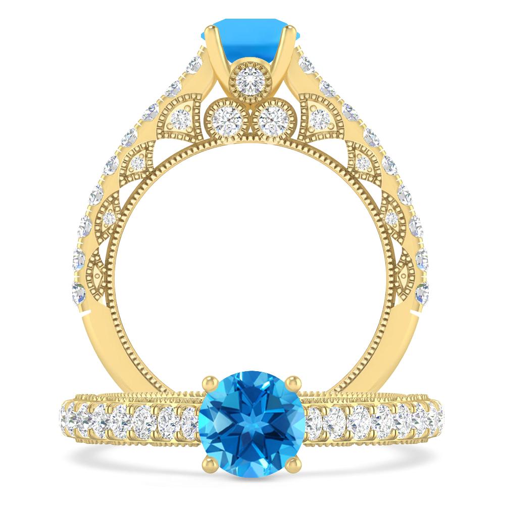 Yellow Gold - Blue Topaz