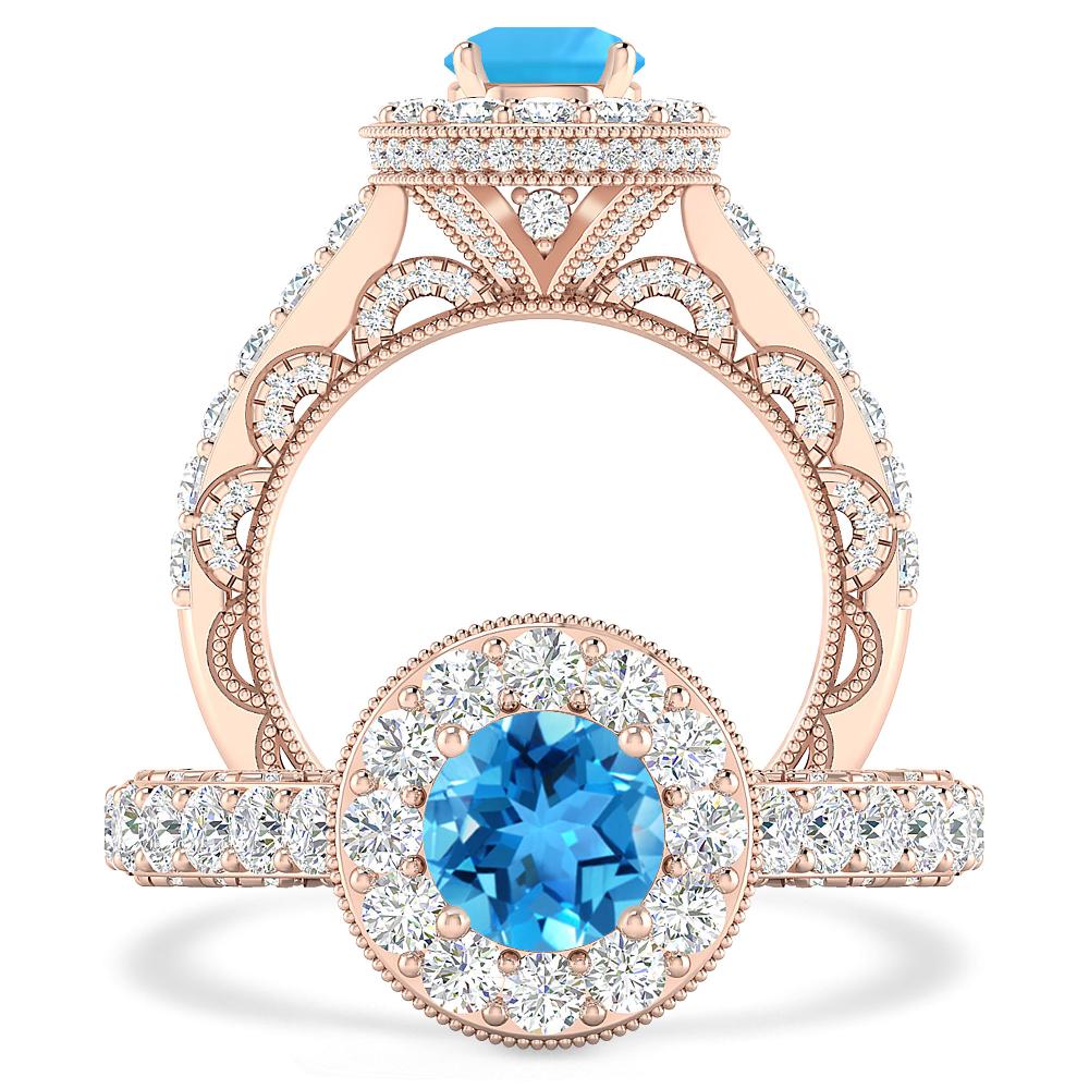 Rose Gold - Blue Topaz