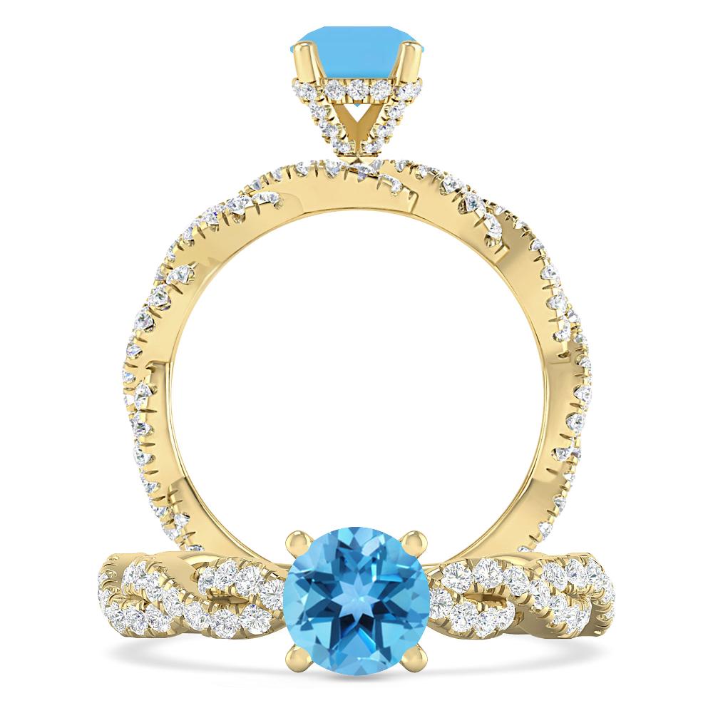 Yellow Gold - Blue Topaz