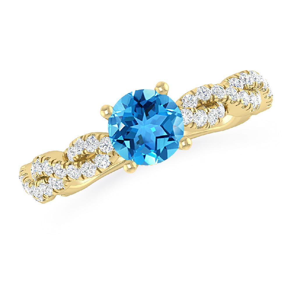 Yellow Gold - Blue Topaz