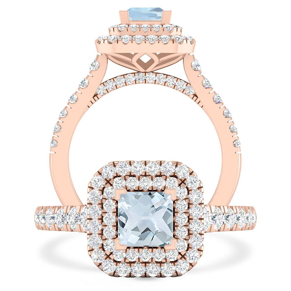 Rose Gold - Aquamarine