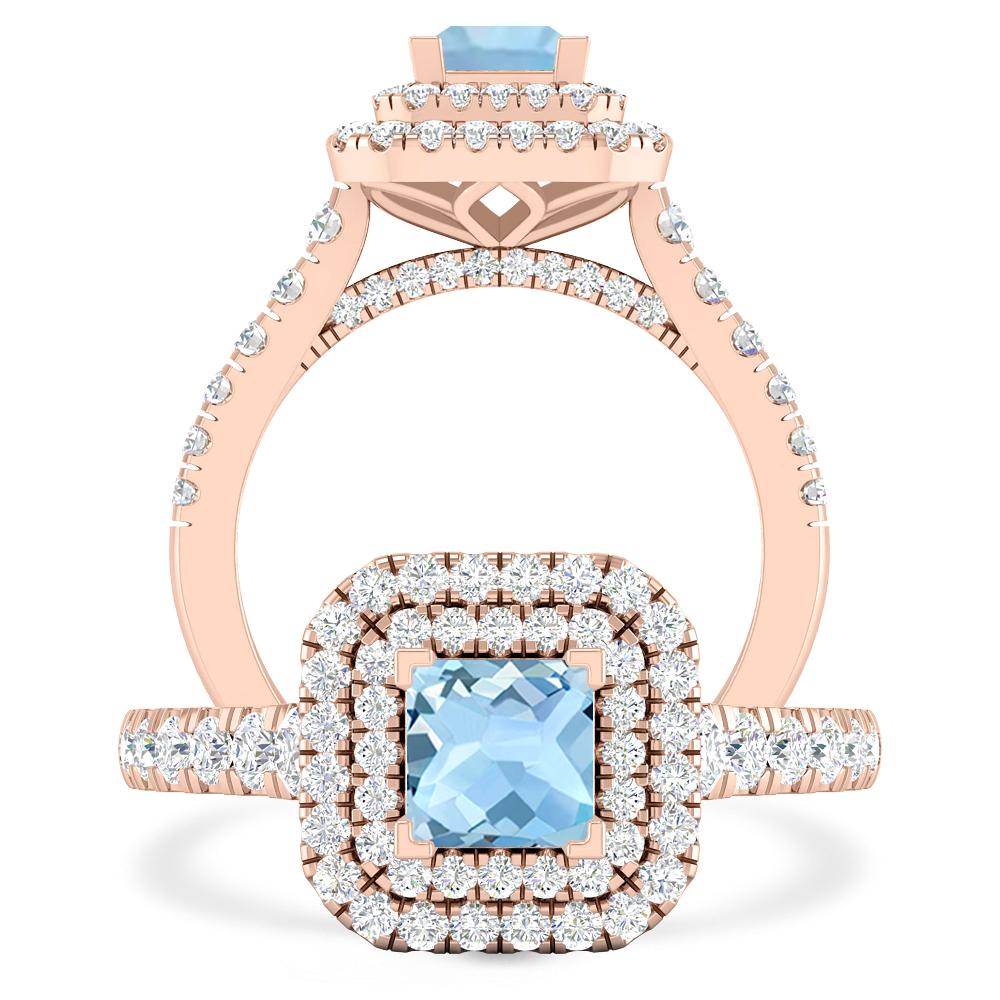 Rose Gold - Aquamarine