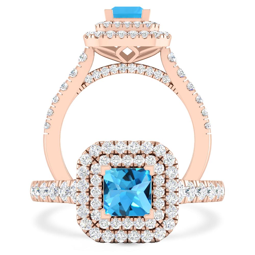 Rose Gold - Blue Topaz