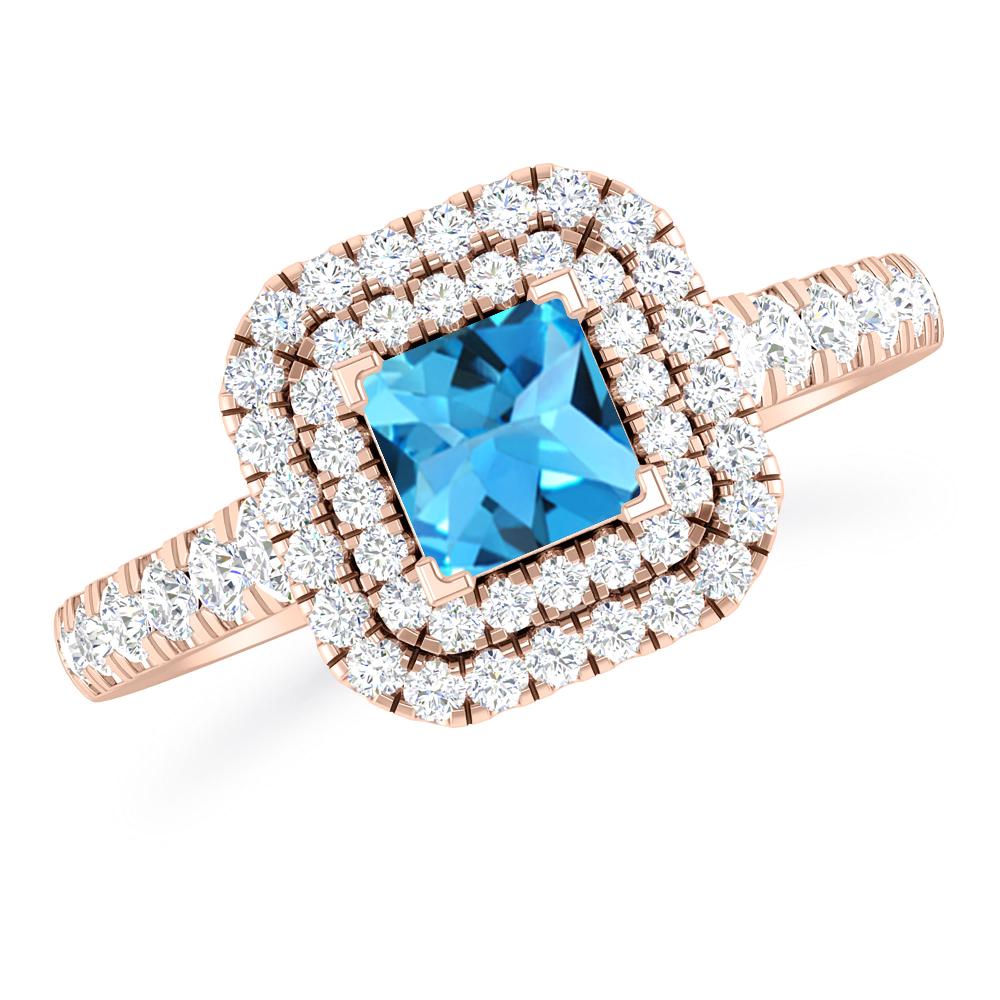 Rose Gold - Blue Topaz